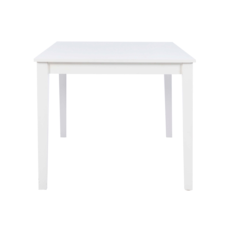 Pemberly Row Dining Table Set with 6 Chairs in White Glossy Lacquer Finish