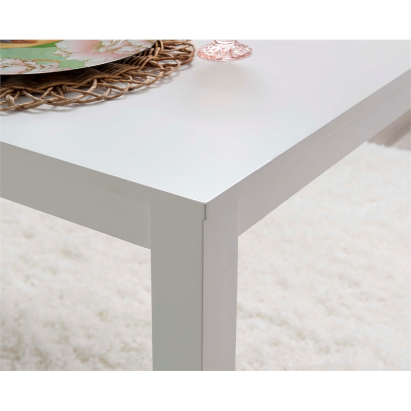 Pemberly Row Dining Table Set with 6 Chairs in White Glossy Lacquer Finish