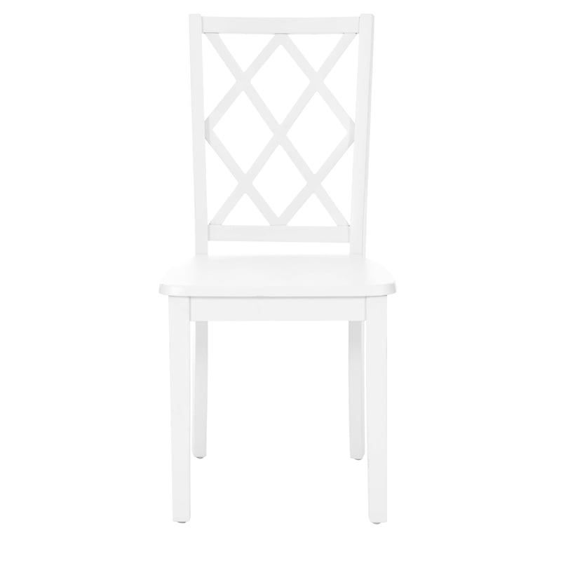 Pemberly Row Dining Table and 6 Side Chairs Set in Distressed White Pine Wood