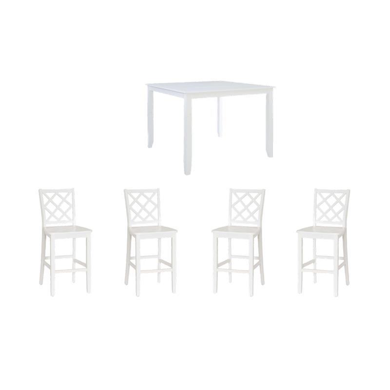 Pemberly Row Counter Height Dining Set with 4 Stools and Table in Crisp White