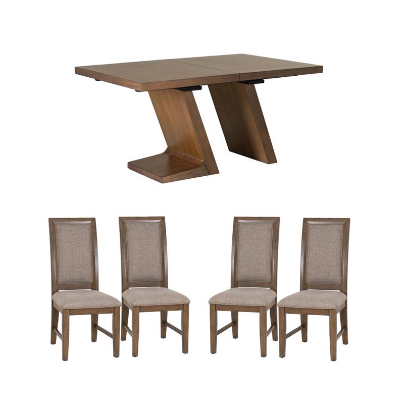 Pemberly Row Dining Set with Extendable Table and 4 Chairs