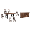 Pemberly Row Live Edge Solid Wood Sheesham 8-Piece Dining Set in Brown