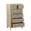 Pemberly Row Gray Floral Carved Solid Wood Mango 5-Piece King Bedroom Set