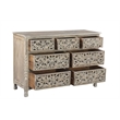 Pemberly Row Gray Floral Carved Solid Wood Mango 5-Piece King Bedroom Set