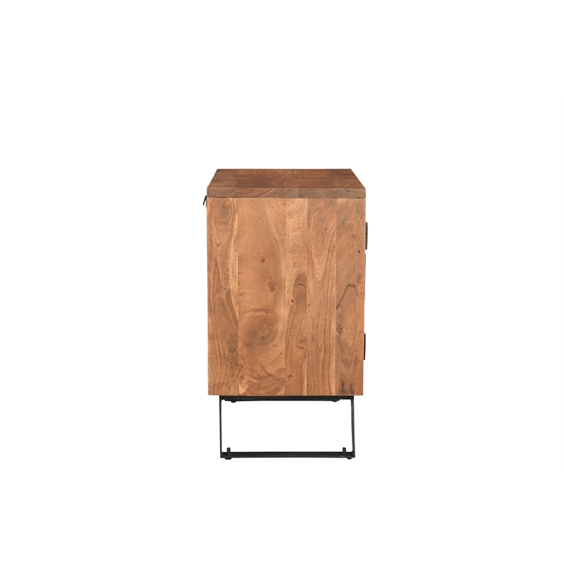 Pemberly Row 2-Door Live Edge Solid Wood Acacia Nightstand in Brown/Black