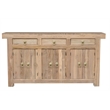 Pemberly Row Solid Wood Teak Sideboard with Brass Ring Pulls 3 Drawers 6 Doors