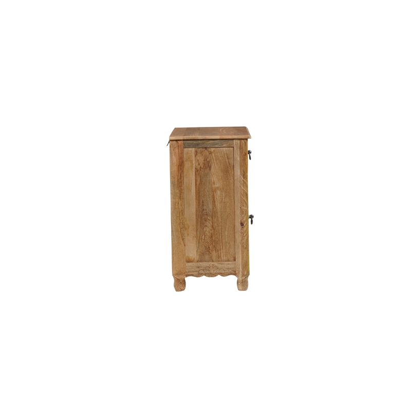 Pemberly Row Brown Solid Wood Nightstand with Drawer and Cabinet Fully Assembled