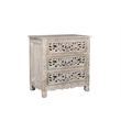 Pemberly Row Gray Floral Carved Solid Wood Mango 5-Piece Queen Bedroom Set
