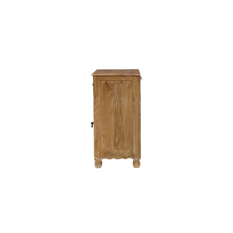 Pemberly Row Brown Solid Wood Nightstand with Drawer and Cabinet Fully Assembled