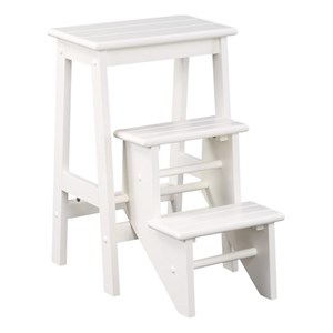 Pemberly Row 24.5&quot Wood Folding Step Stool with Safety Latch in Cream