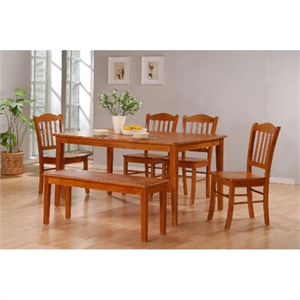 Pemberly Row 6 Piece Wood Dining Set with Table and Chairs in Black and Oak