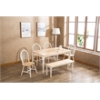 Pemberly Row 6 Piece Windsor Wood Dining Set with Bench in Cream and Natural
