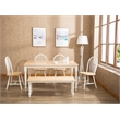 Pemberly Row 6 Piece Windsor Wood Dining Set with Bench in Cream and Natural