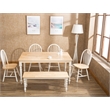 Pemberly Row 6 Piece Windsor Wood Dining Set with Bench in Cream and Natural