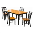 Pemberly Row 5 Piece Wood Dining Set with Table and 4 Chairs in Black and Oak