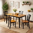Pemberly Row 5 Piece Wood Dining Set with Table and 4 Chairs in Black and Oak