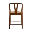 Pemberly Row Counter Height Kitchen Stool with Woven Rush Seat in Cappuccino