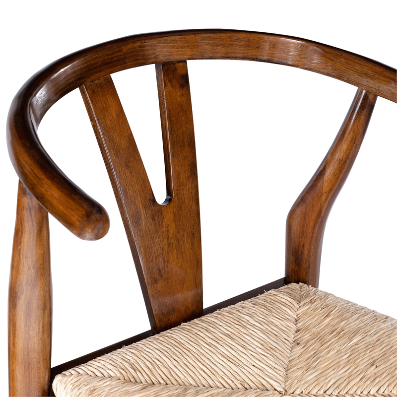 Pemberly Row Counter Height Kitchen Stool with Woven Rush Seat in Cappuccino