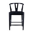 Pemberly Row Counter Height Kitchen Stool with Faux Leather Seat in Black