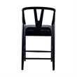 Pemberly Row Counter Height Kitchen Stool with Faux Leather Seat in Black