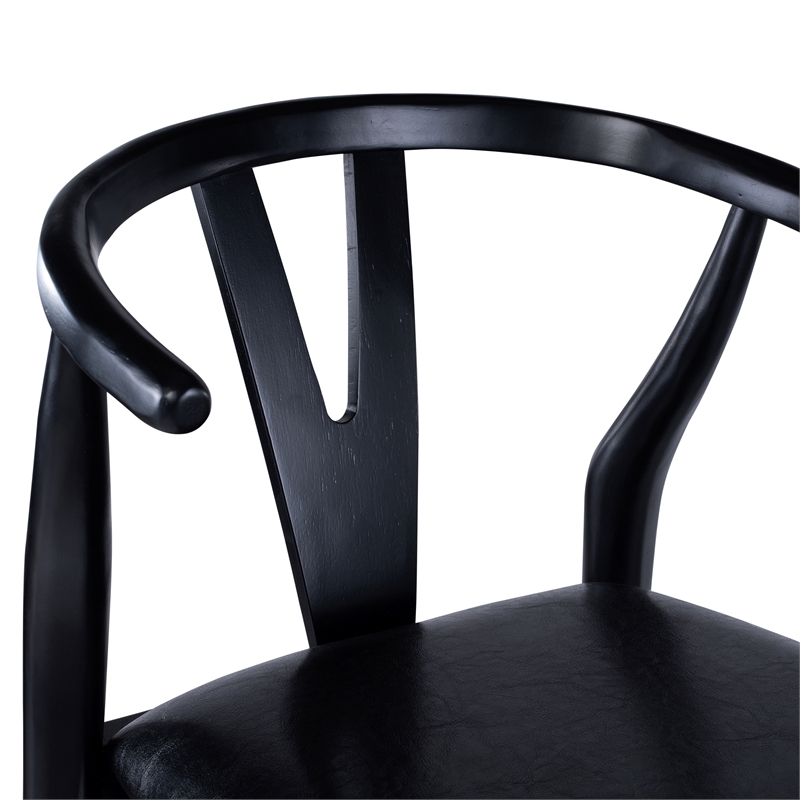 Pemberly Row Counter Height Kitchen Stool with Faux Leather Seat in Black