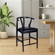Pemberly Row Counter Height Kitchen Stool with Faux Leather Seat in Black