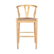 Pemberly Row Bar Height Kitchen Stool with Woven Rush Seat in Natural
