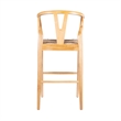 Pemberly Row Bar Height Kitchen Stool with Woven Rush Seat in Natural