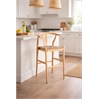 Pemberly Row Bar Height Kitchen Stool with Woven Rush Seat in Natural