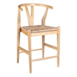 Pemberly Row Counter Height Kitchen Stool with Rush Seat in Natural