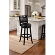Pemberly Row Hardwood Extra Tall Swivel Bar Stool with Contoured Back in Black