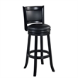Pemberly Row Swivel Extra Tall Bar Stool with Rubberwood Frame in Black