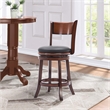 Pemberly Row Rubberwood Counter Height Swivel Stool with Footrest in Brandy