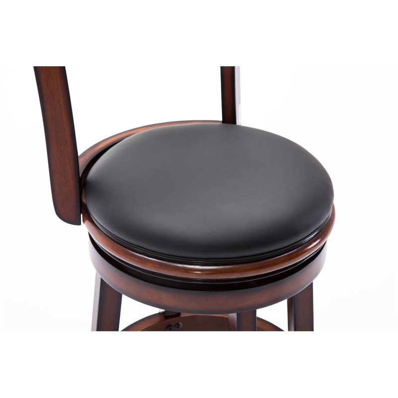 Pemberly Row Rubberwood Counter Height Swivel Stool with Footrest in Brandy