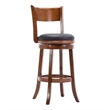 Pemberly Row Rubberwood Bar Height Swivel Stool with Footrest in Walnut
