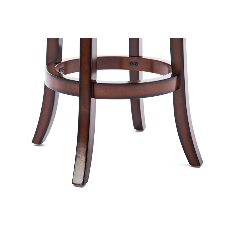 Pemberly Row Hardwood Bar Height Swivel Stool with Footrest in Brandy
