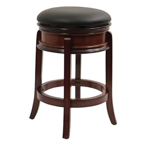 Pemberly Row Rubberwood Backless Swivel Counter Stool with Footrest in Brandy