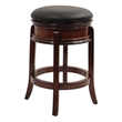 Pemberly Row Rubberwood Backless Swivel Counter Stool with Footrest in Brandy