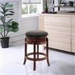 Pemberly Row Rubberwood Backless Swivel Counter Stool with Footrest in Brandy