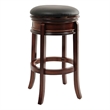 Pemberly Row Hardwood Backless Swivel Bar Stool with Faux Leather in Brandy