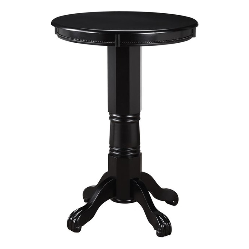 Pemberly Row Rubberwood Pub Table with Carved Apron and Ball Feet in Black