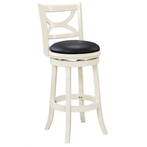 Pemberly Row Hardwood Bar Height Swivel Stool with Foam Cushion in Buttermilk