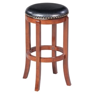 Pemberly Row Rubberwood Bar Height Swivel Backless Stool in Cherry