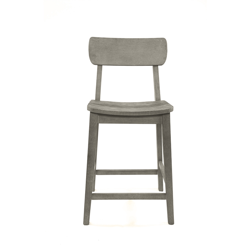 Pemberly Row Rubberwood Farmhouse Counter Stool with Curved Back in Fallen Rock