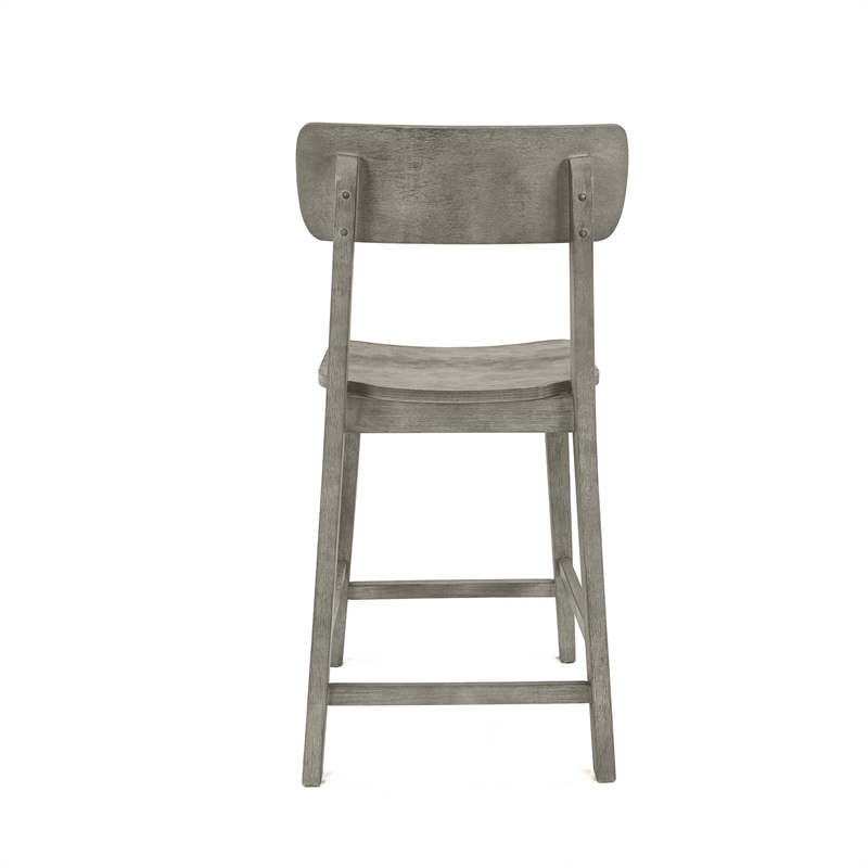 Pemberly Row Rubberwood Farmhouse Counter Stool with Curved Back in Fallen Rock