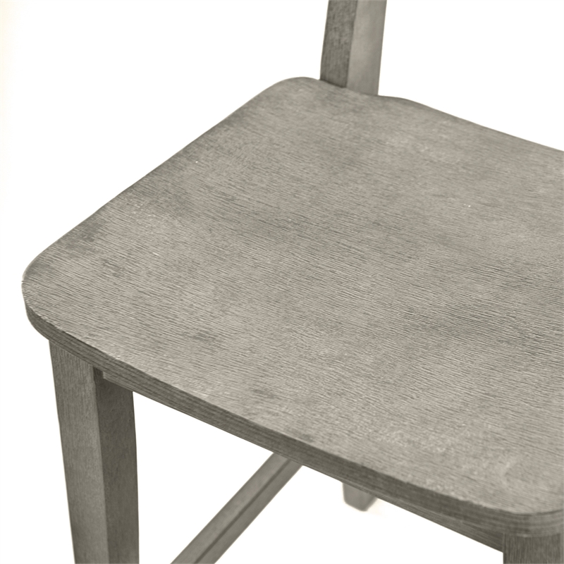 Pemberly Row Rubberwood Farmhouse Counter Stool with Curved Back in Fallen Rock