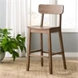 Pemberly Row Rubberwood Farmhouse Bar Stool with Curved Seat in Barnwood Brown