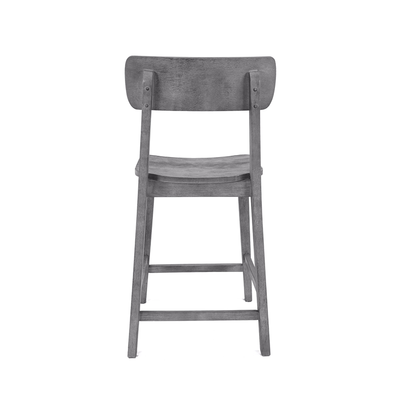 Pemberly Row Rubberwood Farmhouse Counter Stool with Footrest in Charcoal Grey