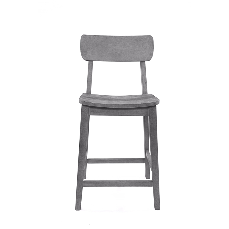 Pemberly Row Rubberwood Farmhouse Counter Stool with Footrest in Charcoal Grey