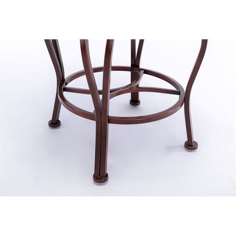 Pemberly Row Metal Swivel Bar Stool with Slate Mosaic in Brown/Beige